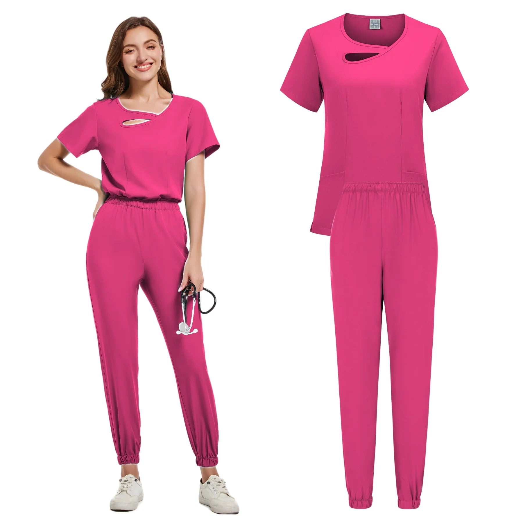 New Scrubs Set Medical Uniforms Stretch Scrub Tops With Pocket Pants Nurse Uniform Doctor Surgery Overalls Beauty Salon Workwear - Dhavinci