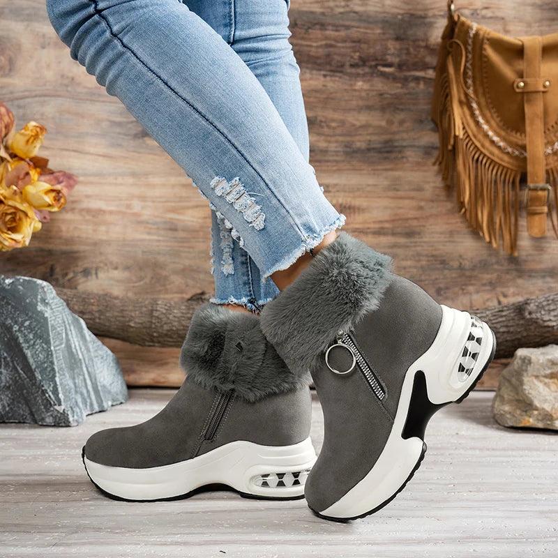 Faux Fur Snow Boots for Women | Chunky Platform Ankle Boots - Dhavinci