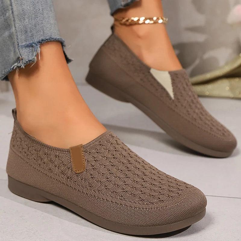 Breathable Knitting Platform Sneakers for Women | Slip-On Casual Shoes - Dhavinci