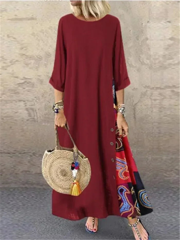 Fashion Loose Maxi Dress Women Ethnic Style Boho Long Dresses Vestidos Casual Summer Vintage Thin Woman Clothes Robe Femme - Dhavinci