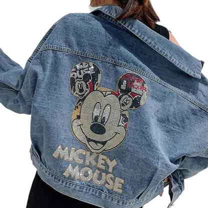 chaquetas para mujeres Cartoon Fashion Denim Coat Streetwear Trendy Mens Women Jackets New Korean Loose Harajuku Couples Tops - Dhavinci