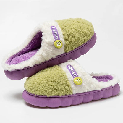 Winter Fluffy Slippers for Women | Closed-Toe Plush Home Shoes - Dhavinci