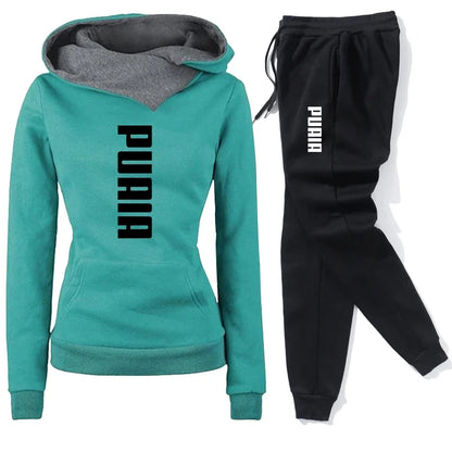 Autumn Winter Women's Tracksuit | Hooded Sweatshirt & Jogger Pants Set - Dhavinci