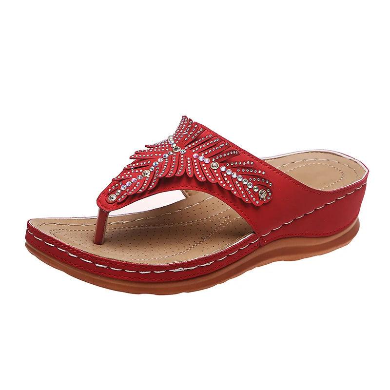 Thick Bottom Crystal Flip Flops for Women | Comfortable Beach Platform Slippers - Dhavinci