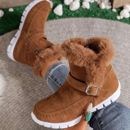 Thick Plush Ankle Boots for Women | Faux Fur Winter Snow Boots - Dhavinci