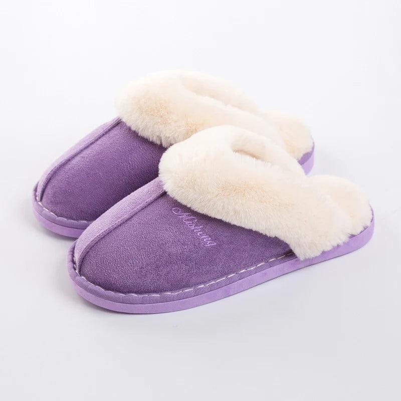 Faux Fur Winter Slippers for Women | Warm Cotton Padded Shoes - Dhavinci