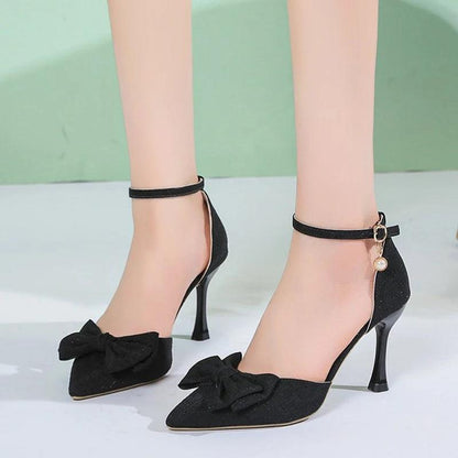 Fashion Bowknot Ankle Strap Pumps for Women - Silk Super High Heels - Dhavinci