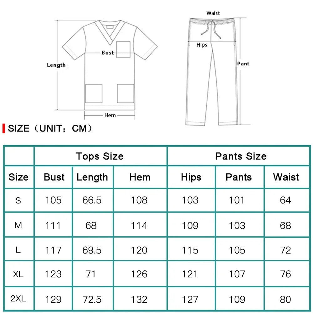 Medical Uniform Elastic Scrub Suit Hospital Surgical Scrubs Top Pants Nurse Nursing Workwear Doctors Clothes Medical Uniform Set - Dhavinci