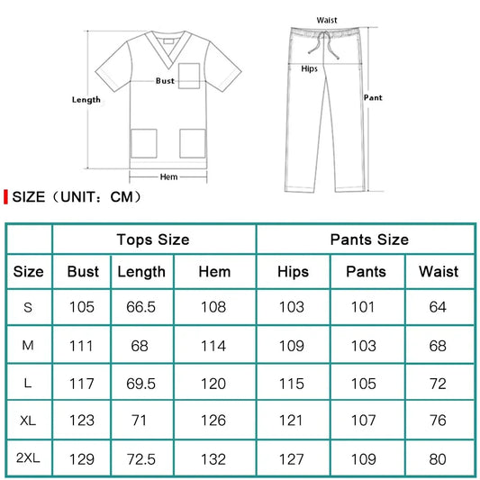 Medical Uniform Elastic Scrub Suit Hospital Surgical Scrubs Top Pants Nurse Nursing Workwear Doctors Clothes Medical Uniform Set - Dhavinci