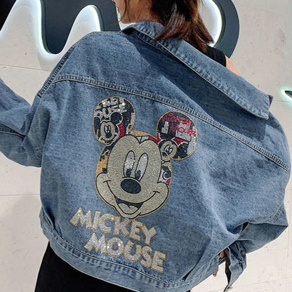 chaquetas para mujeres Cartoon Fashion Denim Coat Streetwear Trendy Mens Women Jackets New Korean Loose Harajuku Couples Tops - Dhavinci