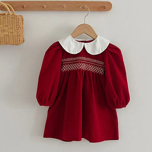 Baby Girl Party Dress | Long Sleeve Cotton Romper for Fall - Dhavinci