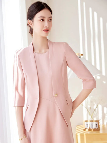 Luxury Women's Office Dress Set | Blazer & Dress Two-Piece Business Outfit - Dhavinci