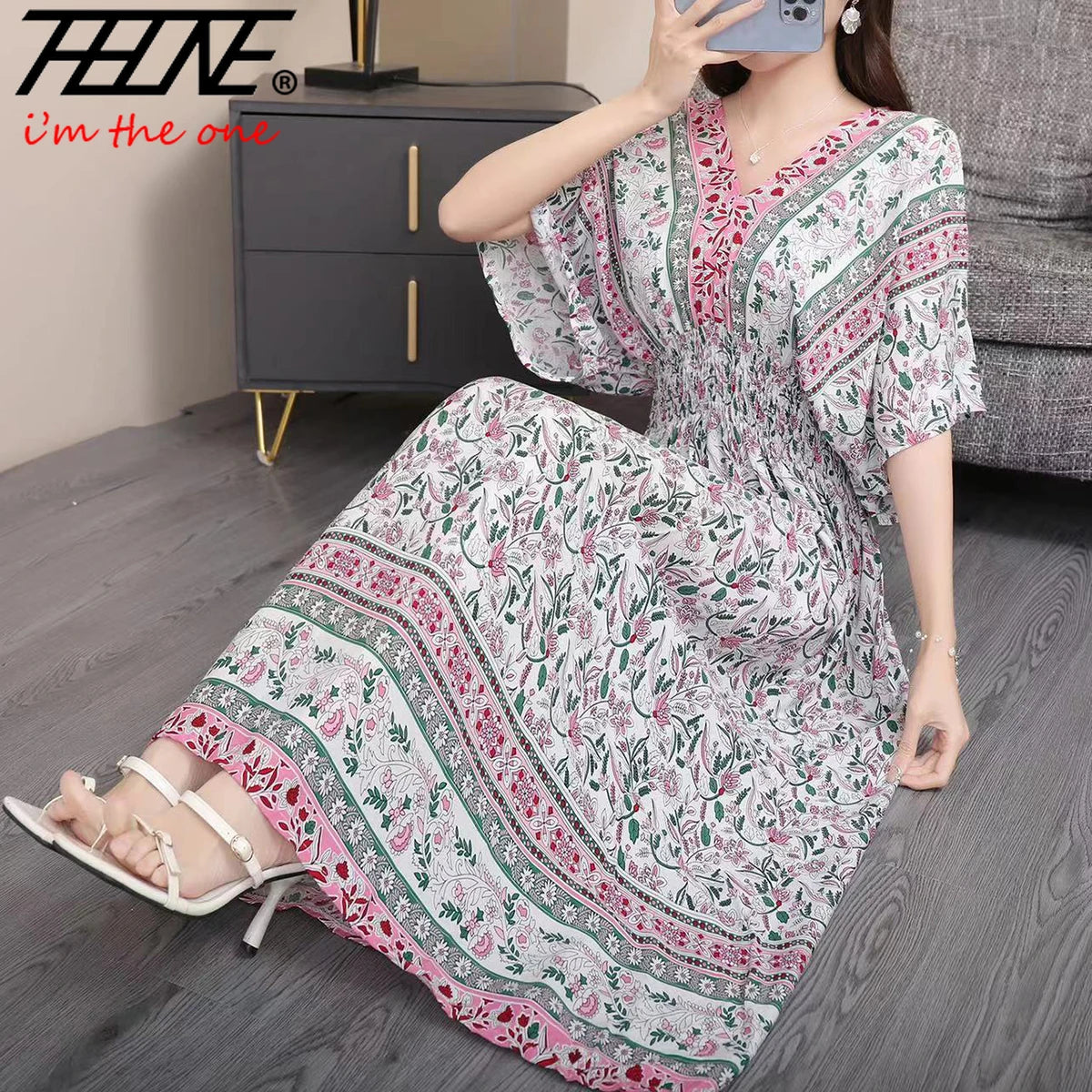 Bohemian floral Fashion Summer Dress 2024 Women Maxi long beach holiday travel Indian Clothes vestidos Para Mujer Vintage Casual - Dhavinci