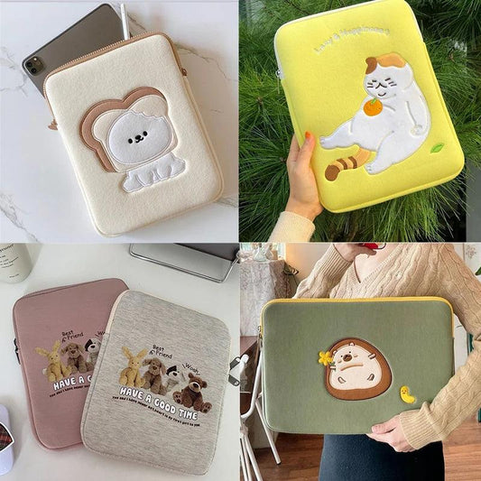 Cute Laptop Sleeve for Women | Cartoon Protective Pouch for MacBook - Dhavinci