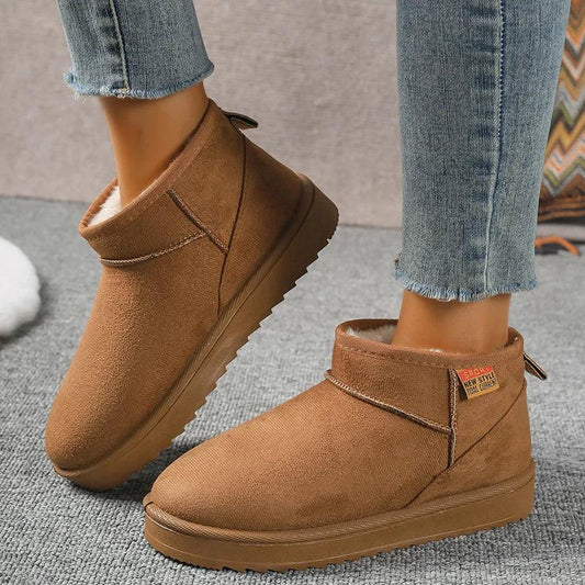 Faux Suede Chelsea Snow Boots for Women | Warm Winter Ankle Boots - Dhavinci