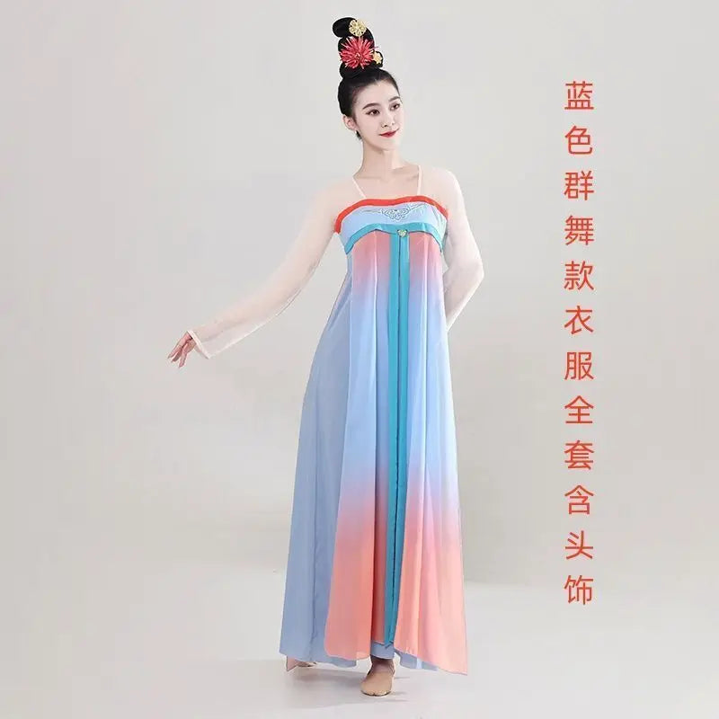 Classical Dance Performance Costume Ankela Red Dance Costume Elegant Group Dance Chinese Style Ethnic Dance Ancient Dress - Dhavinci