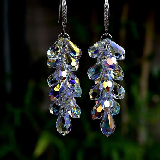 Crystal Grape Cluster Earrings | Elegant Grapes Design for Women