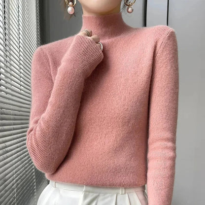 MEXZT Solid Sweater Women Half Turtleneck Knitted Pullovers Harajuku Korean Thick Knitwear Autumn Winter Fashion Slim Jumpers - Dhavinci