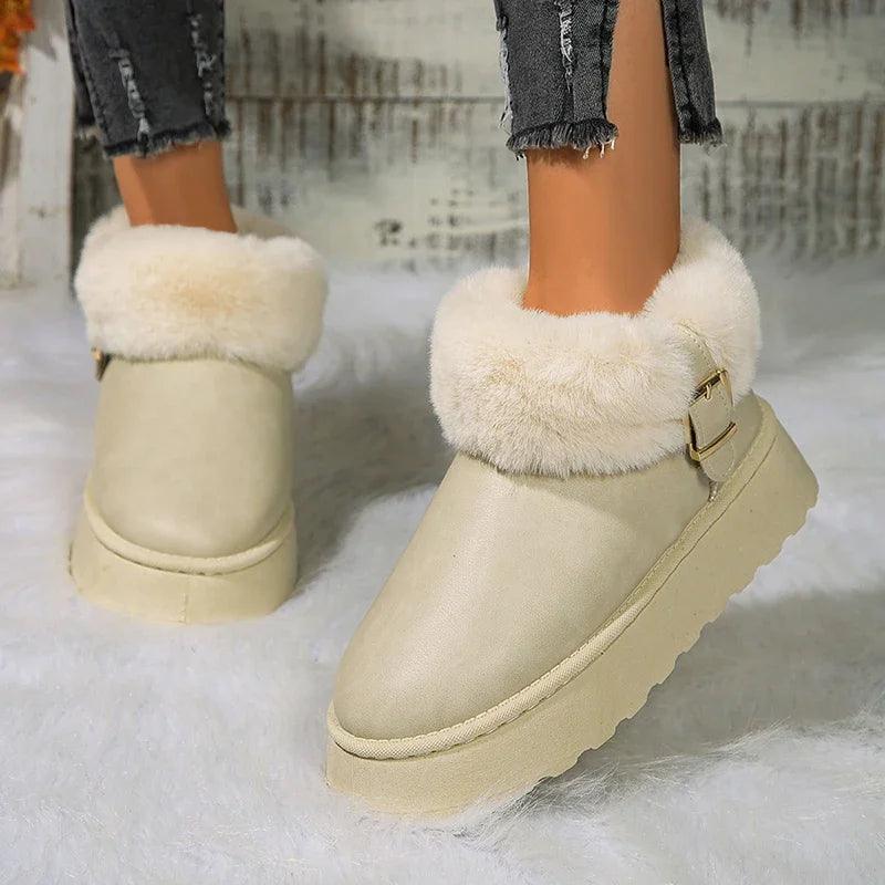 Faux Fur Ankle Boots - Waterproof Snow Boots for Women - Dhavinci