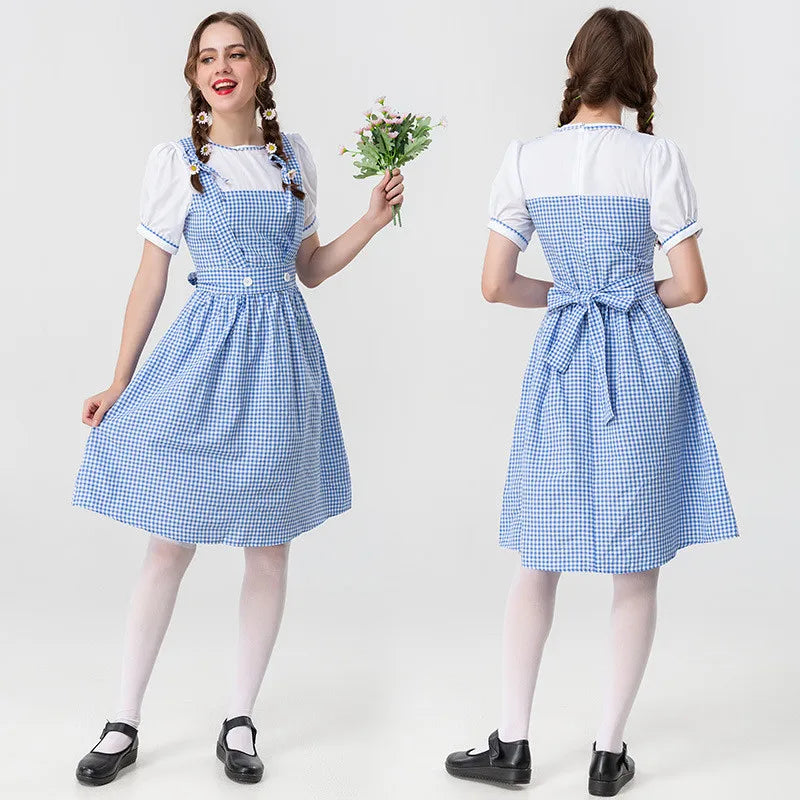 Wizard of Oz Dorothy Cosplay Costume | Blue Plaid Princess Dress - Dhavinci