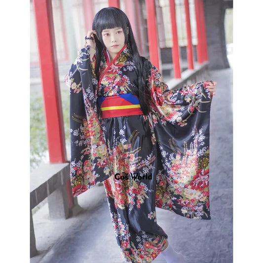 S-5XL Japanese Jigoku Shoujo Enma Ai Kimono Yukata Outfits Anime Cosplay Costumes - Dhavinci