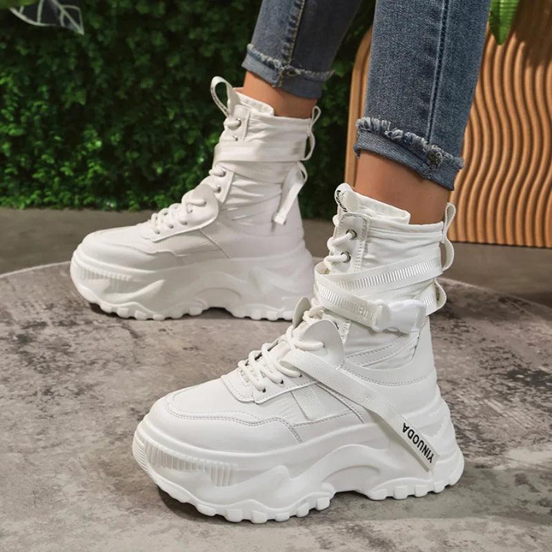 Chunky Platform Vulcanized Boots for Women | Breathable Spring Ankle Boots - Dhavinci