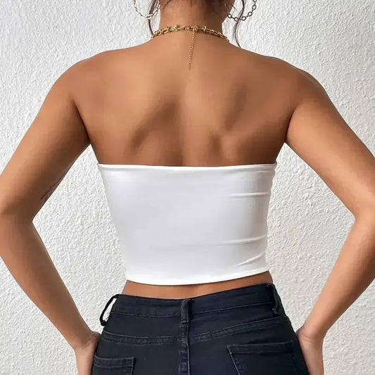 Sexy Bodycon Crop Tube Top, Solid Stretchy Tube Top, Casual Every Day Tops, Women's Clothing - Dhavinci