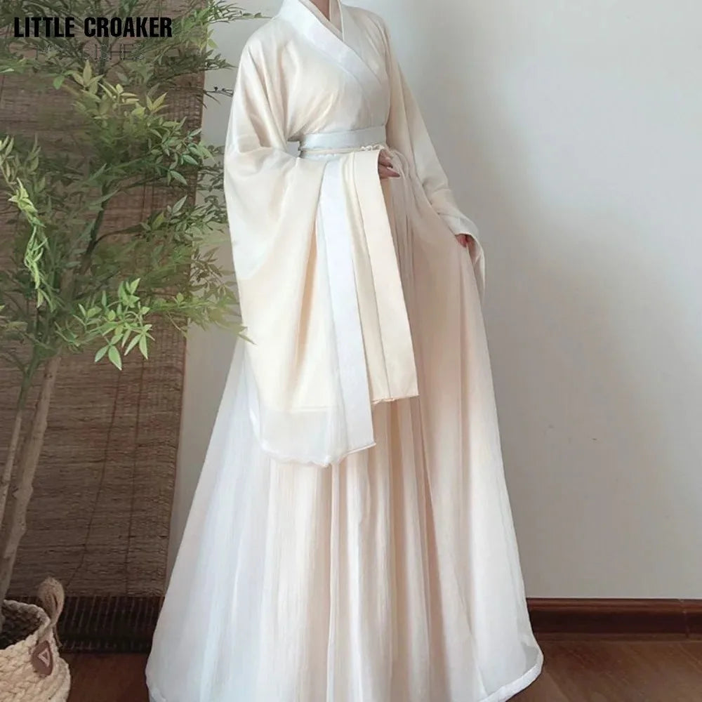 Elegant Hanfu Dress Women Ancient Chinese Traditional Hanfu Coat Outfit Female Cosplay Costume Party Show Beige Gown 3/4pcs Sets - Dhavinci