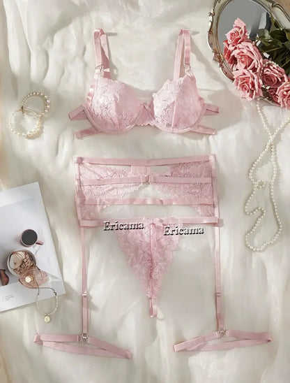 Transparent Lace Lingerie Set | Sexy Bra & Garter Sleepwear