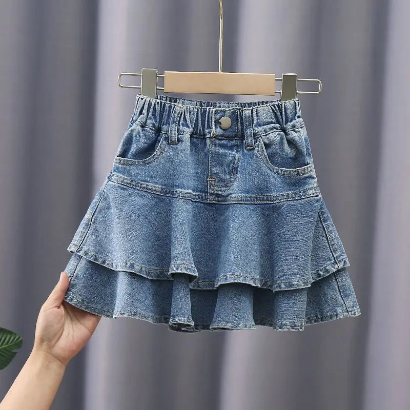 Girls Denim Skirts Vintage Jean Skirt 2024 New Blue Denim Skirts For Teenage Kids Clothing - Dhavinci