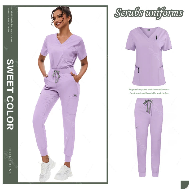 Hot Sale Anti Wrinkle Scrubs Workwear Washable Soft Fabric Nurse Hospital Uniforms Medical Scrubs Top Pants Jogger Scrubs Sets - Dhavinci