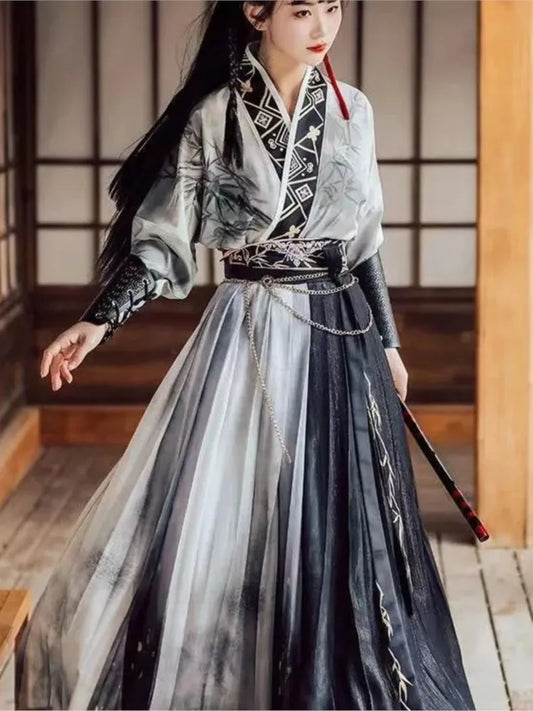 Chinese Traditional Hanfu Cosplay Costume Dresses Women SONG Dynasty Black Cool Gothic Dress китайская одежда Unisex - Dhavinci