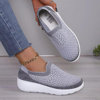 Breathable Knitting Platform Sneakers for Women | Slip-On Sports Shoes - Dhavinci