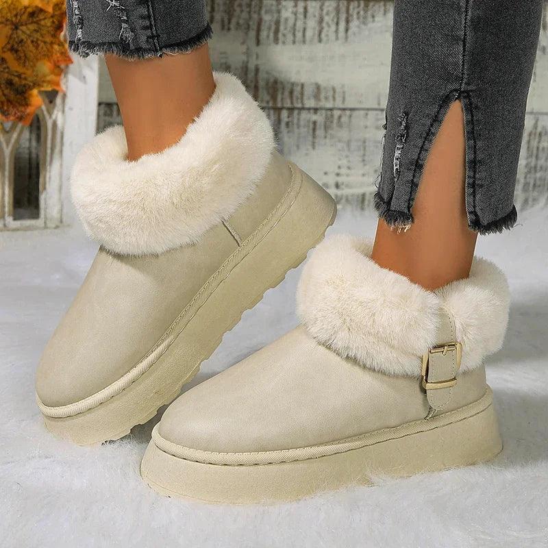 Faux Fur Ankle Boots - Waterproof Snow Boots for Women - Dhavinci