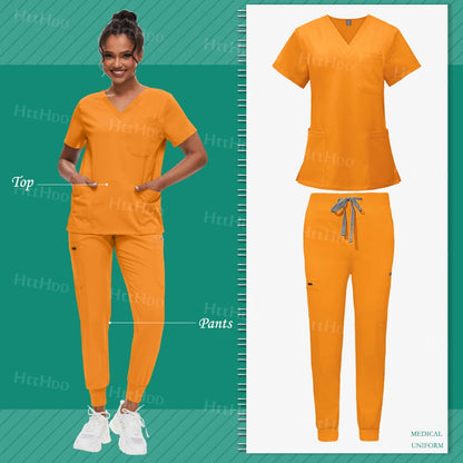 Scrub Sets Uniform Women Joggers Hospital Accessories Medical Surgical Gown Pharmacy Healthcare Work Wear Unisex Mens Scrub Soft - Dhavinci