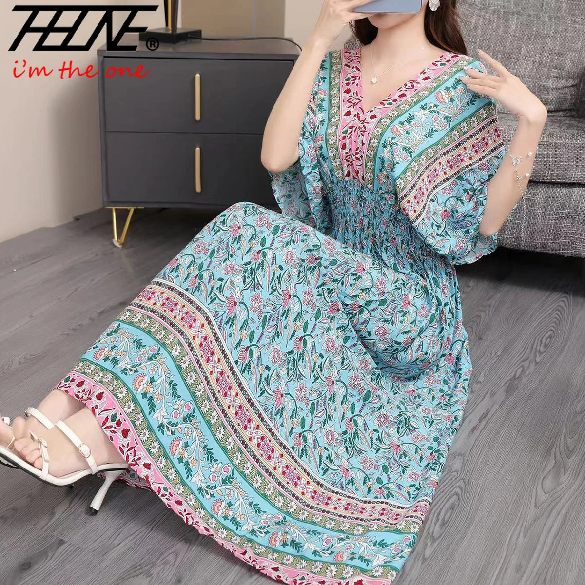 Bohemian floral Fashion Summer Dress 2024 Women Maxi long beach holiday travel Indian Clothes vestidos Para Mujer Vintage Casual - Dhavinci