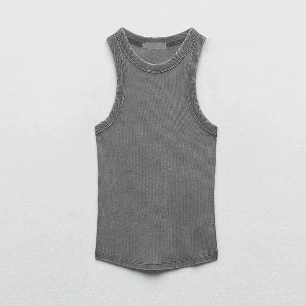 Women’s Fashion Wash Hole T-Shirt Vest | Retro Sleeveless Slim Top - Dhavinci