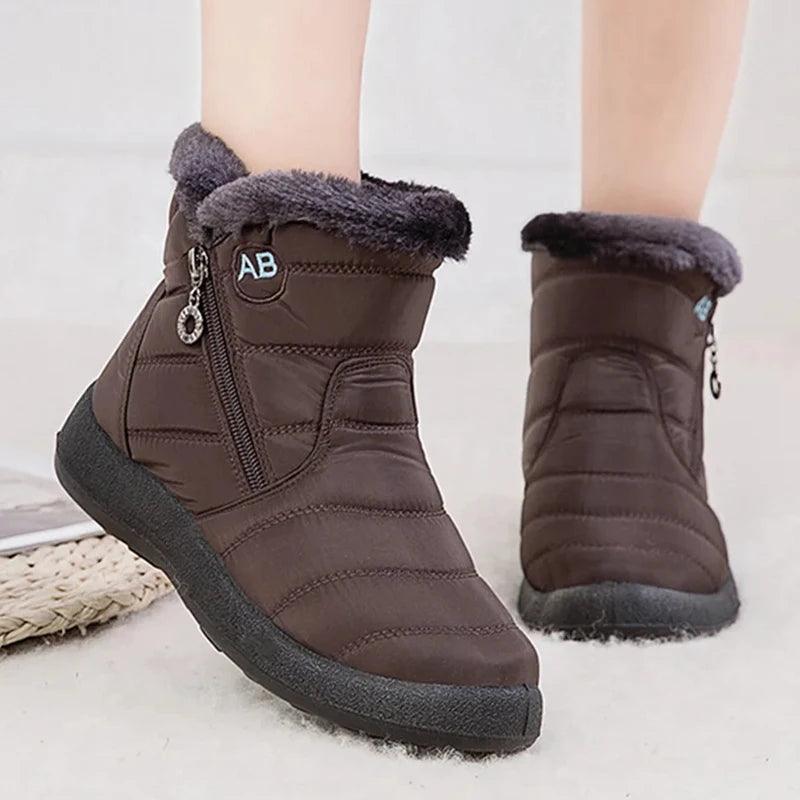 Thick Plush Snow Boots - Waterproof Winter Ankle Boots for Women - Dhavinci