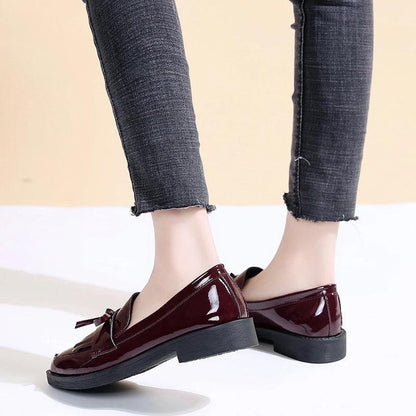 Black Patent Leather Loafers for Women | Casual Platform Flats - Dhavinci