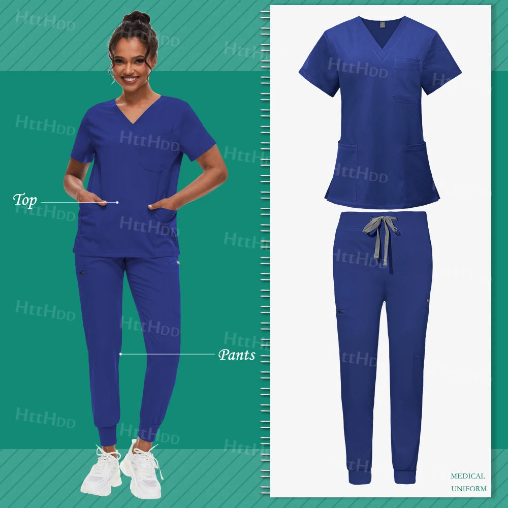 Scrub Sets Uniform Women Joggers Hospital Accessories Medical Surgical Gown Pharmacy Healthcare Work Wear Unisex Mens Scrub Soft - Dhavinci