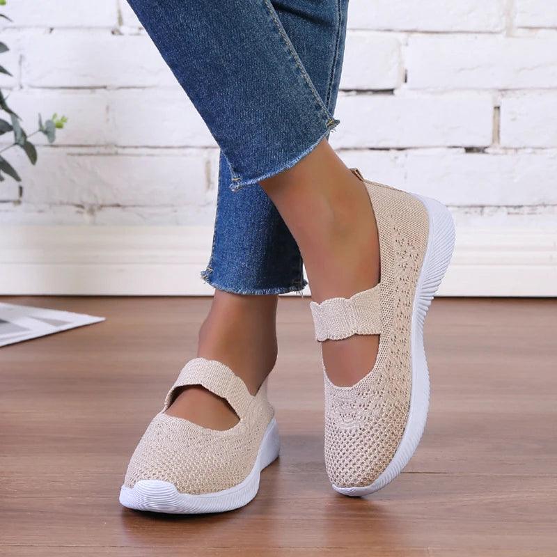 Breathable Knitting Flats for Women - Light Slip-on Casual Sneakers - Dhavinci