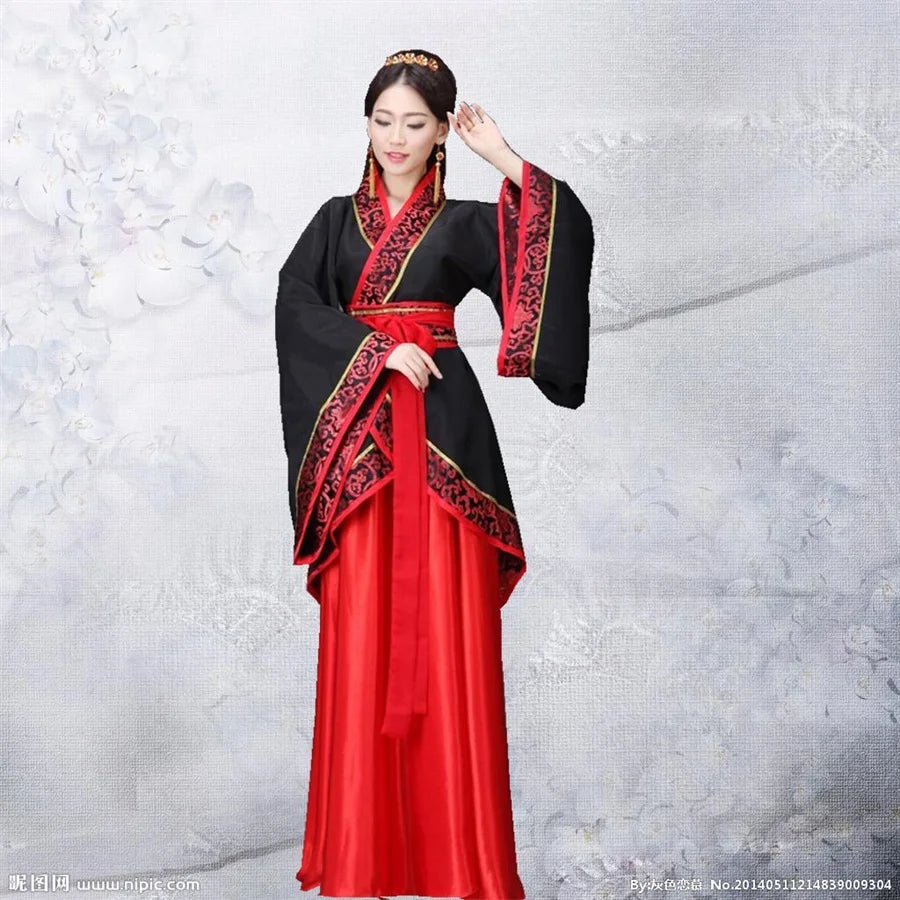 Long Sleeves Hanfu Long Dress Patchwork Ancient Style Chinese Traditional Costumes Performance Skirt Cheongsam Chinese Tang Suit - Dhavinci