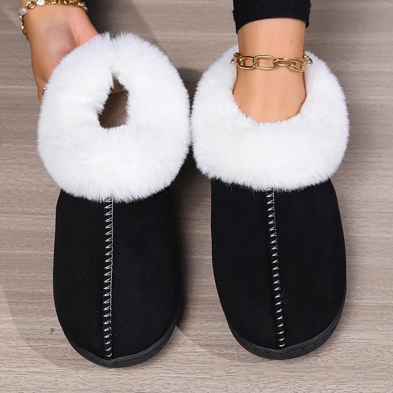 Fluffy Indoor Slippers for Women | Warm Plush Suede House Shoes - Dhavinci