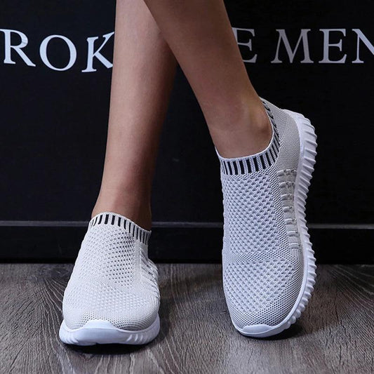 Breathable Mesh Platform Sneakers for Women | Slip-On Comfort Flats - Dhavinci