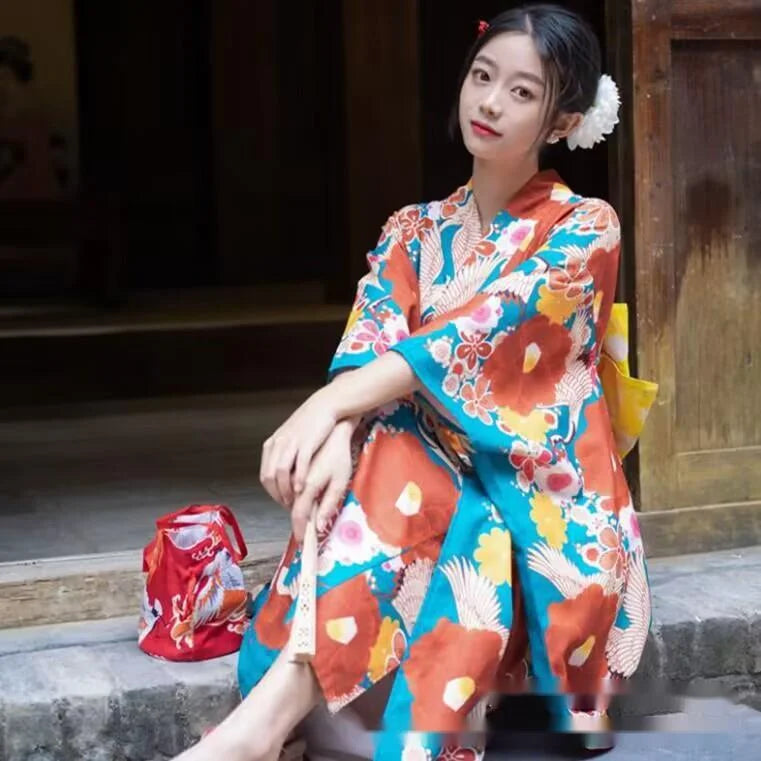 New kimono women Japanese improved kimono yukata lovely girl travel photo clothing - Dhavinci