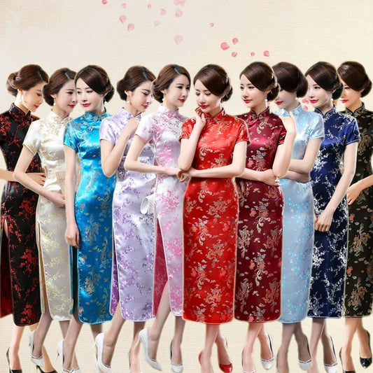 Chinese Traditional Dress Women Cheap and Big size Long Slim Cheongsam Qipao 6XL Red Bride Wedding Dress Formal Dress - Dhavinci