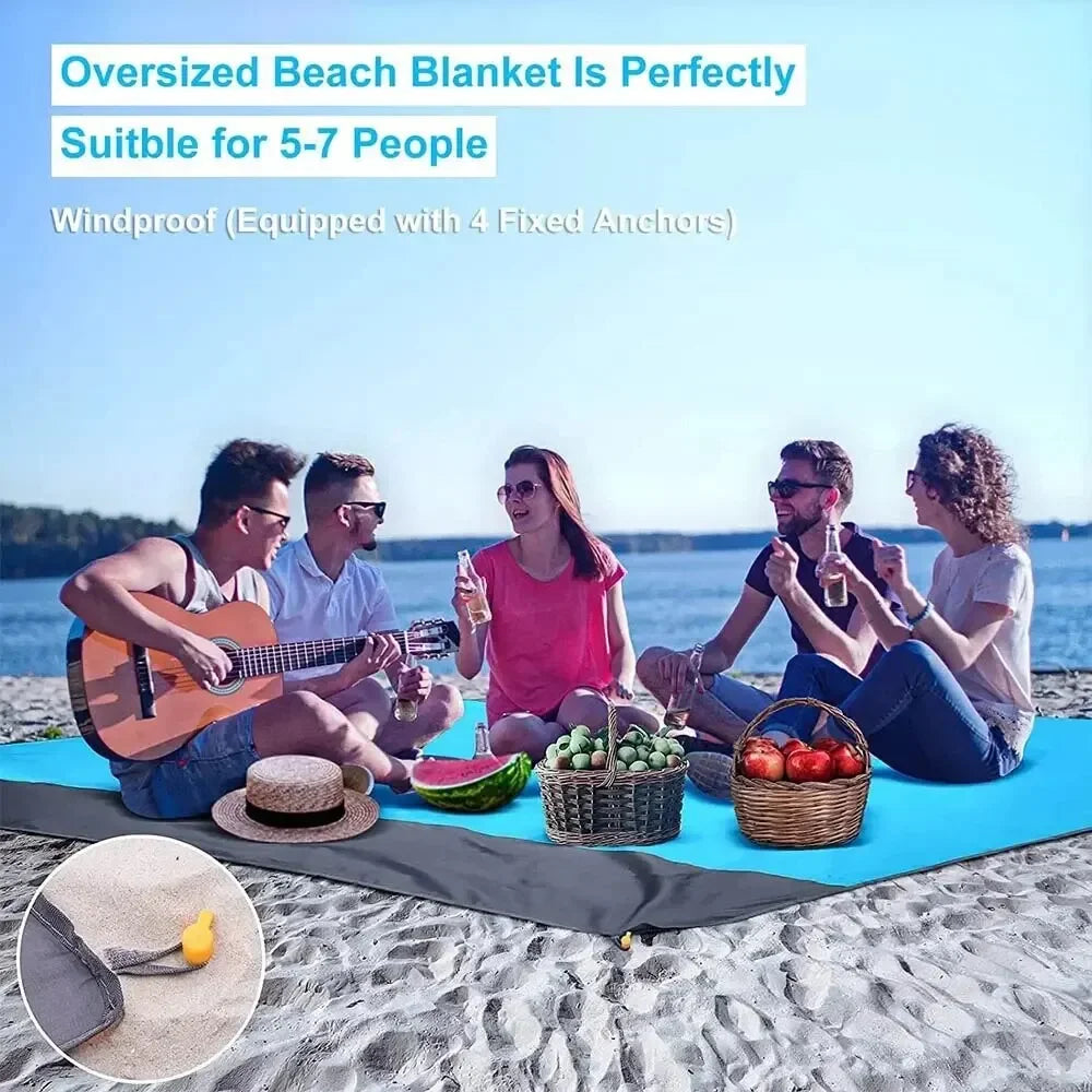 Beach Blanket Sandproof 200 X 140cm Waterproof Beach Mat Lightweight Picnic Blanket for Travel Hiking Sports - Dhavinci