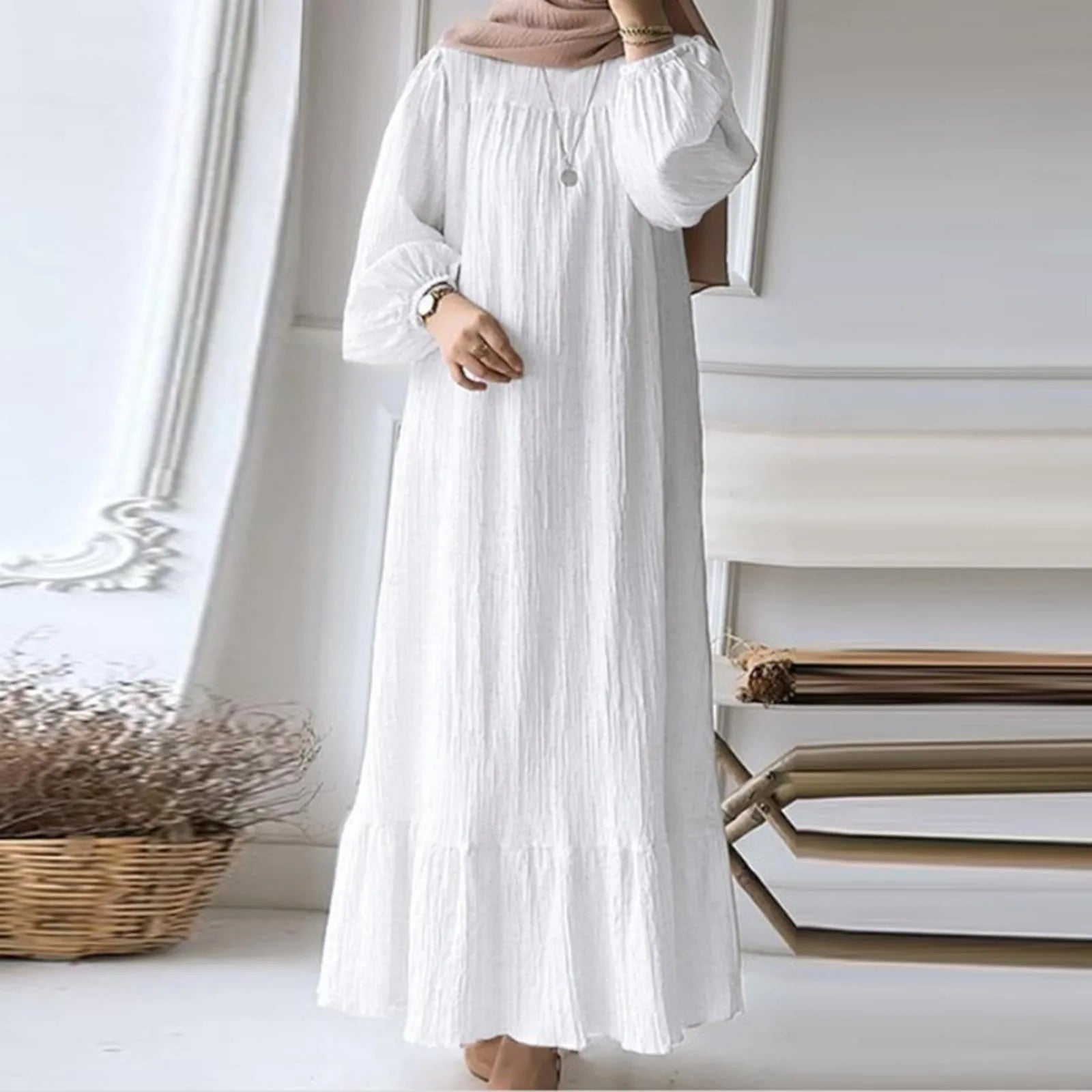 Eid Khimar Long Sleeve Abaya | Modest Dubai Turkey Islam Robe for Women - Dhavinci