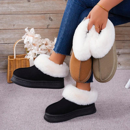 Faux Fur Winter Snow Boots for Women | Warm Suede Ankle Boots - Dhavinci