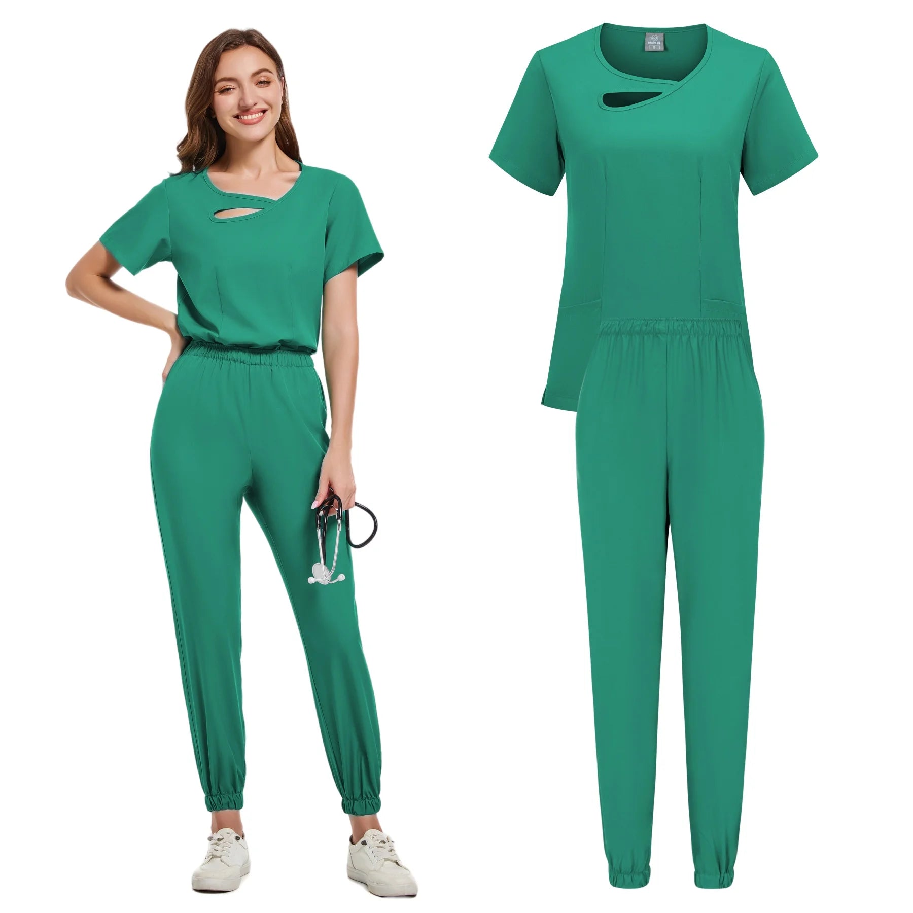 New Scrubs Set Medical Uniforms Stretch Scrub Tops With Pocket Pants Nurse Uniform Doctor Surgery Overalls Beauty Salon Workwear - Dhavinci